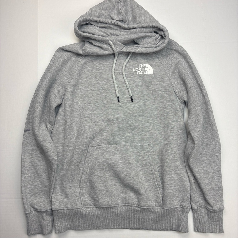 The North Face Women Small Hoodie Never Stop Exploring Gray Sweatshirt Flaws